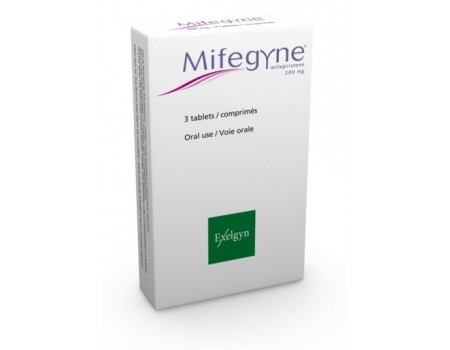 Mifegyne 200 mg. 3 tablets