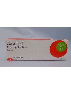 Carvedilol 12.5 mg. 28 tablets