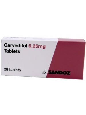 Carvedilol 6.25 mg. 28 tablets