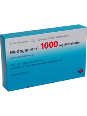 Metfogamma 1000 mg. 60 tablets