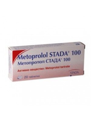 Metoprolol. 100 mg. 20 tablets