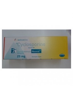 Cyclosporine. 25 mg. 50 capsules