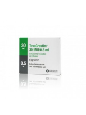 TEVAGRASTIM . 30 MIU / 0.5 ml. 5 syringes