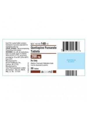 Quetiapine. 200 mg. 60 tablets ACCORD