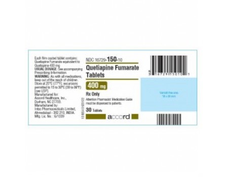 Quetiapine. 400 mg. 60 tablets ACCORD