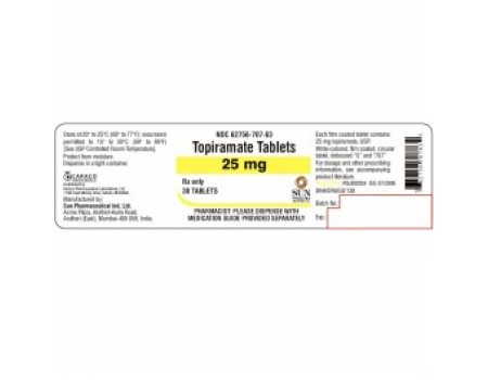 Topiramate 25 mg. 30 tablets