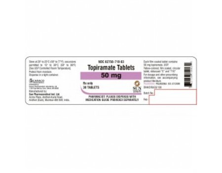 Topiramate 50 mg. 30 tablets