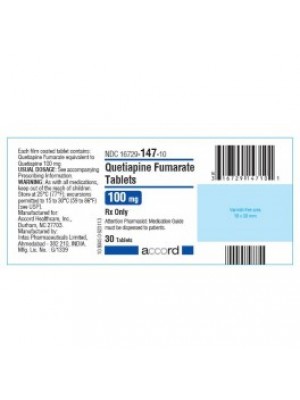Quetiapine 100 mg. 60 tablets