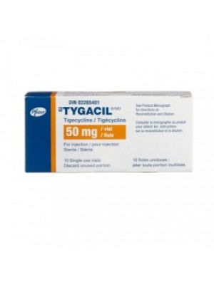 TYGACIL 50 mg. 10 vials