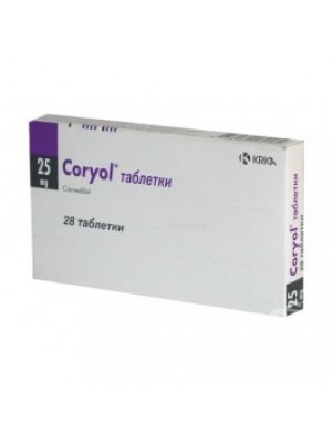 CORYOL 25 mg. 28 tablets