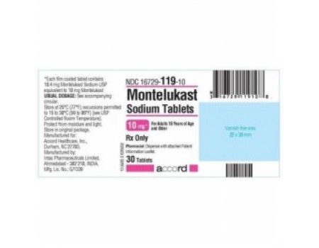 Montelukast 10 mg. 30 tablets