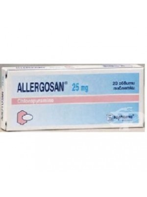 Allergozan table. 25mg. 20 tablets