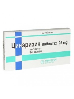 Cinnarizine table. 25mg. 50 tablets